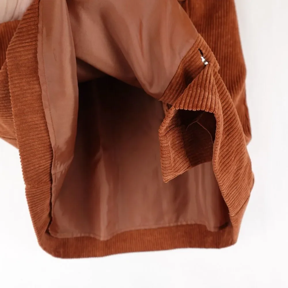 Fashion On Earth Corduroy Skirt Women's Size Small Brown Button Mini Fall Y2K